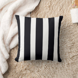 Modern Classic Chic Black And White Striped Throw Pillow