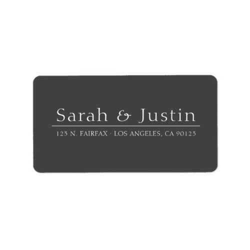 Modern Classic Dark Grey Wedding Return Address Label