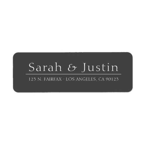Modern Classic Dark Grey Wedding Return Address Label