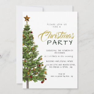 Modern Classic Decorated Christmas Tree Holiday Invitation
