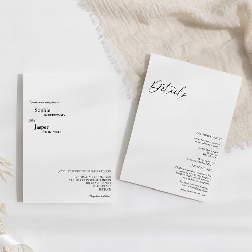 Modern Classic Details All In One Wedding Invitation