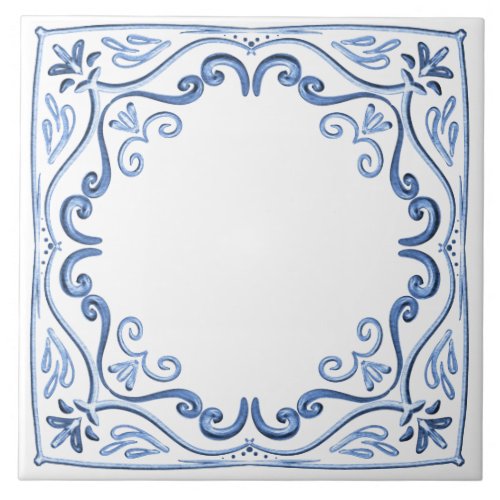 Modern Classic Dusty Blue and White Ceramic Tile