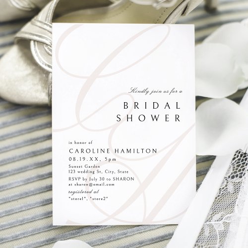 Modern Classic Elegance Calligraphy Bridal Shower Invitation
