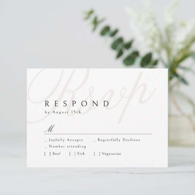 Modern Classic Elegance Calligraphy Wedding RSVP (Standing Front)
