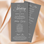 Modern Classic Elegance, Wedding Ceremony Program<br><div class="desc">Wedding Ceremony Program Card,  in Elegant Classy dark grey theme. It is designed with scroll accent that can be personalised with custom/ personalised text for your bridal party,  ceremony details,  memorial notes and thank you message.</div>