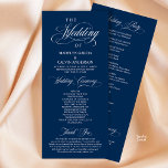 Modern Classic Elegance, Wedding Ceremony Program<br><div class="desc">Wedding Ceremony Program Card,  in Elegant Classy Navy Blue theme. It is designed with scroll accent that can be personalised with custom/ personalised text for your bridal party,  ceremony details,  memorial notes and thank you message.</div>