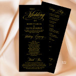 Modern Classic Elegance, Wedding Ceremony Program<br><div class="desc">Wedding Ceremony Program Card,  in Elegant Classy Black and Gold theme. It is designed with scroll accent that can be personalised with custom/ personalised text for your bridal party,  ceremony details,  memorial notes and thank you message.</div>