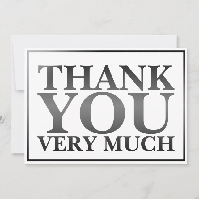 Modern Classic Elegant Black Printed Thank You   (Front)