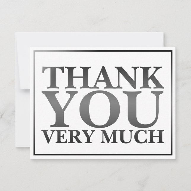 Modern Classic Elegant Black Printed Thank You   (Front)