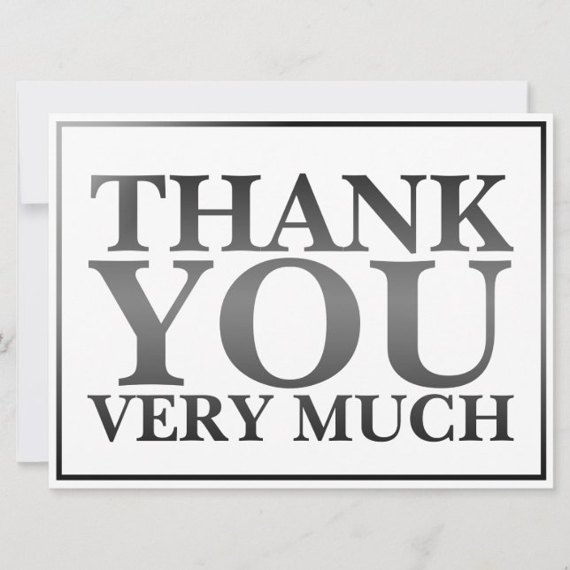Modern Classic Elegant Black Printed Thank You   (Front)