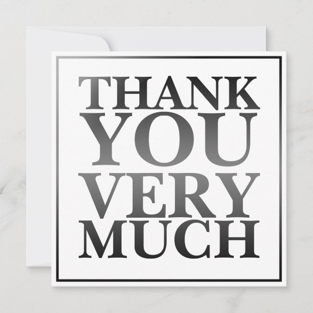 Modern Classic Elegant Black Printed Thank You   (Front)