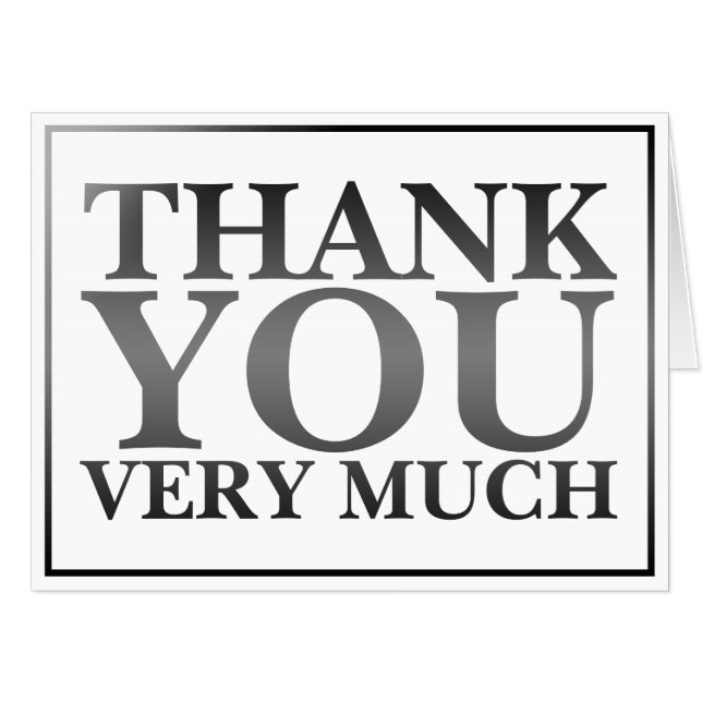 Modern Classic Elegant Black Printed Thank You   Card (Front Horizontal)