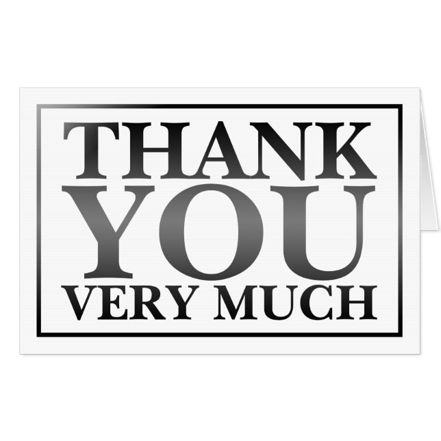 Modern Classic Elegant Black Printed Thank You   Card (Front Horizontal)