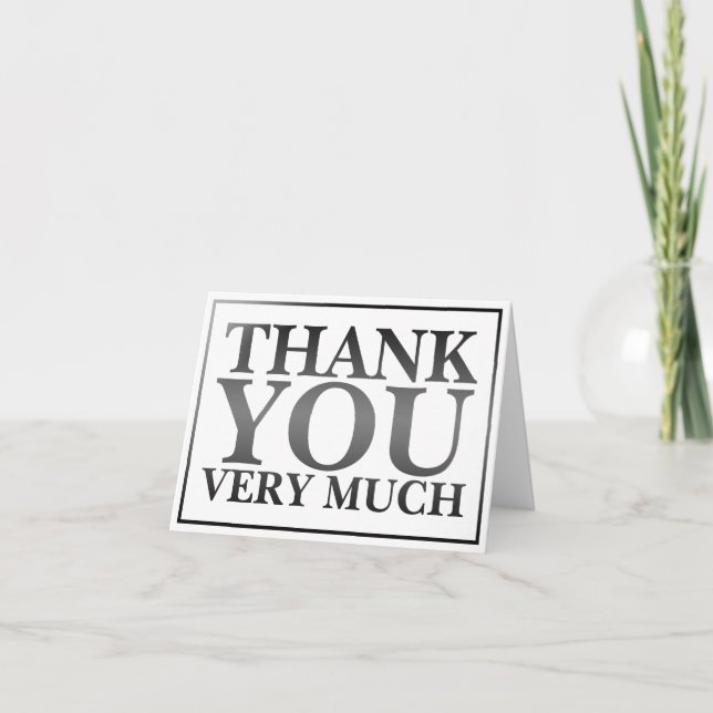 Modern Classic Elegant Black Printed Thank You   Card (Front)