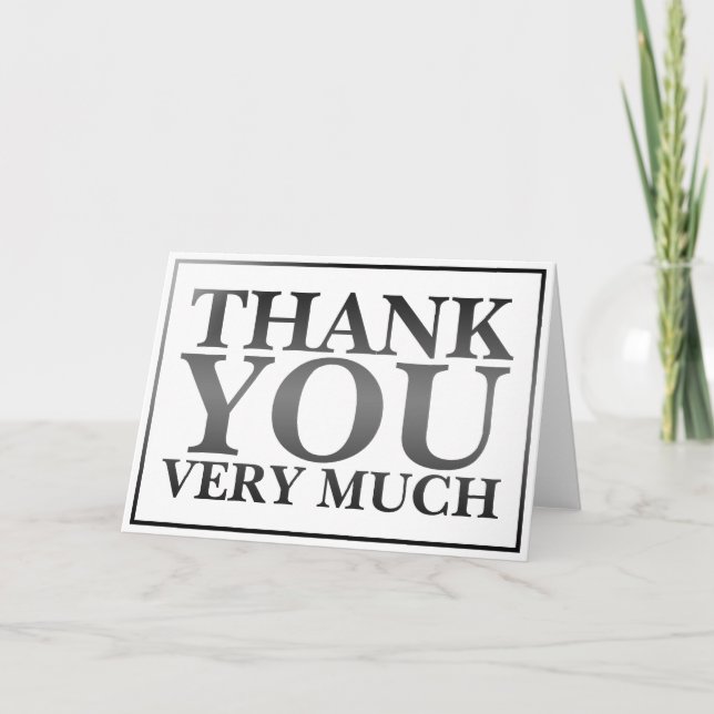 Modern Classic Elegant Black Printed Thank You   Card (Front)
