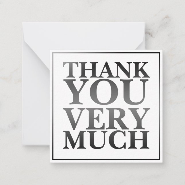 Modern Classic Elegant Black Printed Thank You   Note Card (Front)