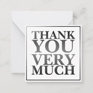 Modern Classic Elegant Black Printed Thank You   Note Card