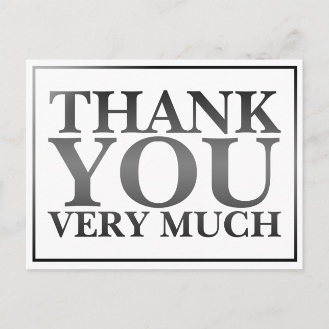 Modern Classic Elegant Black Printed Thank You   Postcard (Front)