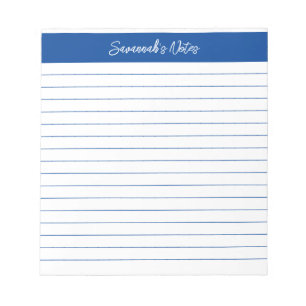 Modern Classic Elegant Blue Script Personalized Notepad