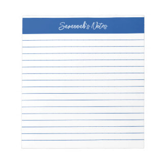 Modern Classic Elegant Blue Script Personalized Notepad