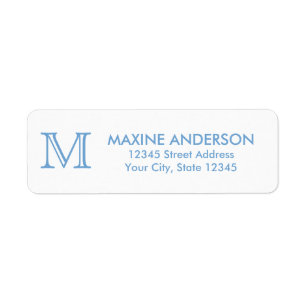 Modern Classic Elegant Chic Dusty Blue Monogram Label