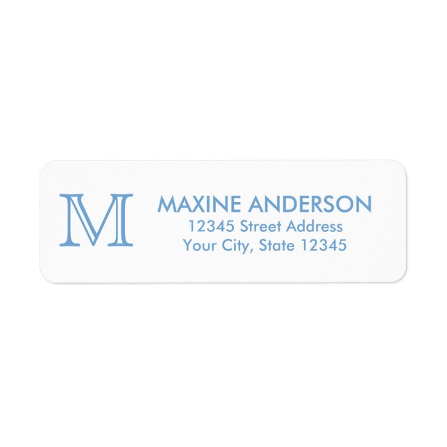 Modern Classic Elegant Chic Dusty Blue Monogram Label (Front)