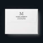 Modern Classic Elegant Custom Monogram Initial Envelope<br><div class="desc">The design features a personalized monogram initial,  name and address details in a simple and modern typographic font.</div>