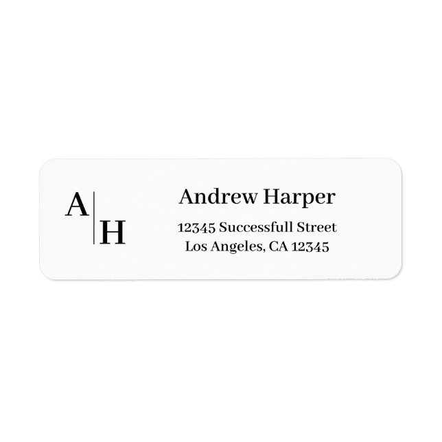 Modern Classic Elegant Custom Monogram Initial Label (Front)