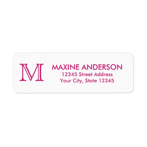 Modern Classic Elegant Magenta Hot Pink Monogram Label