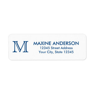 Modern Classic Elegant Navy Blue Monogram Initial Label