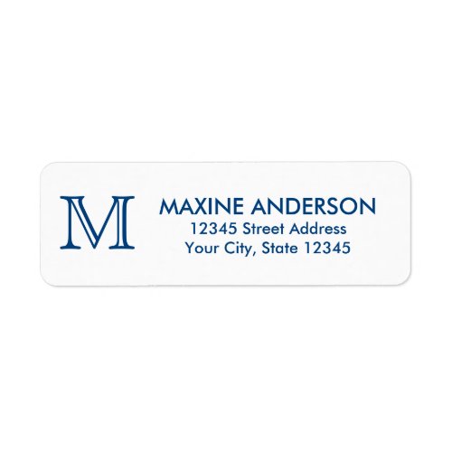 Modern Classic Elegant Navy Blue Monogram Initial Label