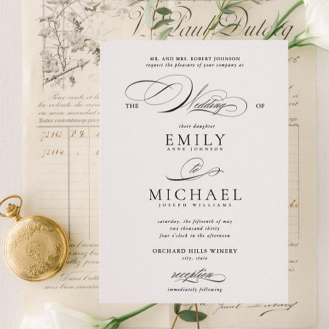 Modern Classic Elegant Script Wedding Invitation (Creator Uploaded)