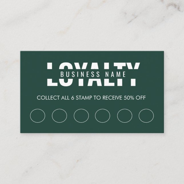 Modern Classic Emerald Green Script Loyalty Card (Front)