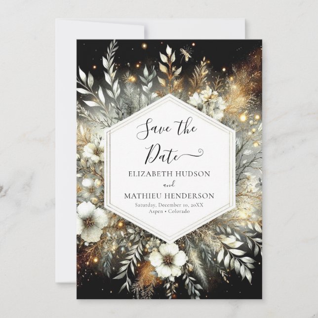 Modern Classic Enchanted Forest Wedding Save The Date (Front)