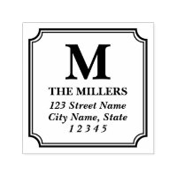 Modern Classic Family Name Monogram Address Self-inking Stamp