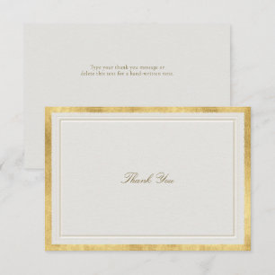 Modern Classic Faux Gold Ecru Formal Wedding Thank You Card