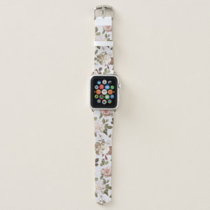 Modern classic florals, beige flowers, birthday apple watch band