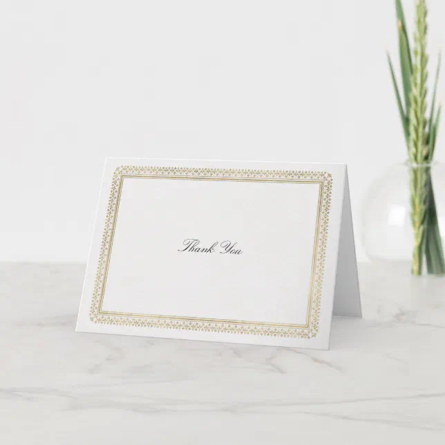 Modern Classic Formal Golden Lys Ivory Wedding Thank You Card | Zazzle