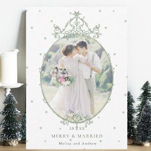 Modern Classic Frame Merry & Married Photo         Holiday Card