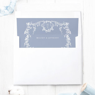 Modern Classic French Floral Wedding Dusty Blue Envelope Liner