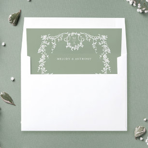 Modern Classic French Floral Wedding Sage Green Envelope Liner