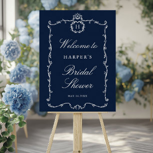 Modern Classic French Frame Wedding Navy Blue Foam Board