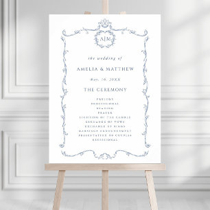Modern Classic French Wedding Ceremony Program Foam Board