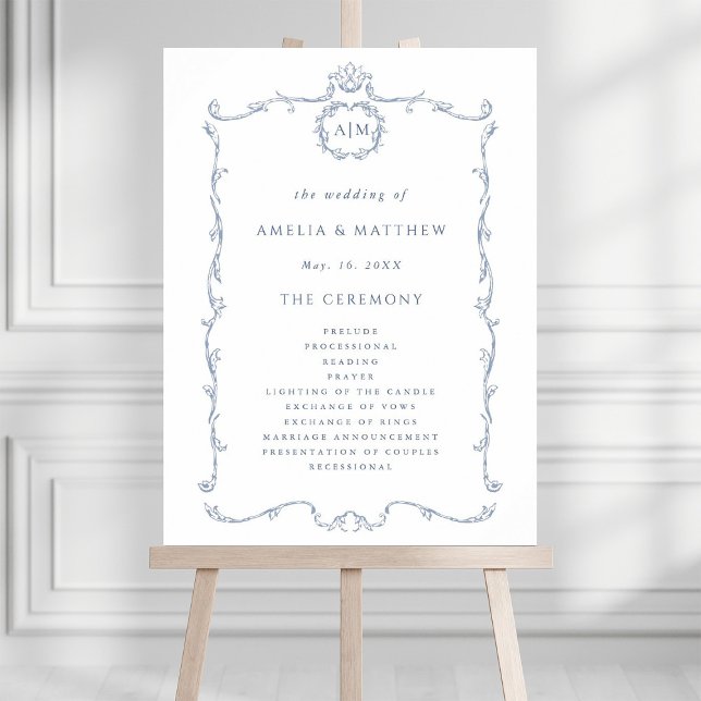 Modern Classic French Wedding Ceremony Program Foam Board (Creator Uploaded)