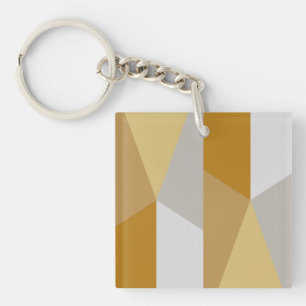 Modern Classic Geometric Golden Yellow, Grey Art Keychain