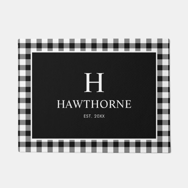 Modern Classic Gingham Plaid Doormat (Front)