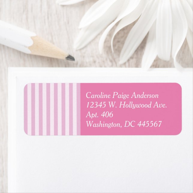  Modern Classic Girly Pink Stripe Custom Label (Insitu)