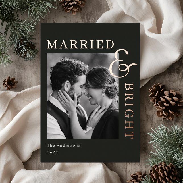 Modern Classic Gold Foil Married and Bright Foil Holiday Card (Creator Uploaded)