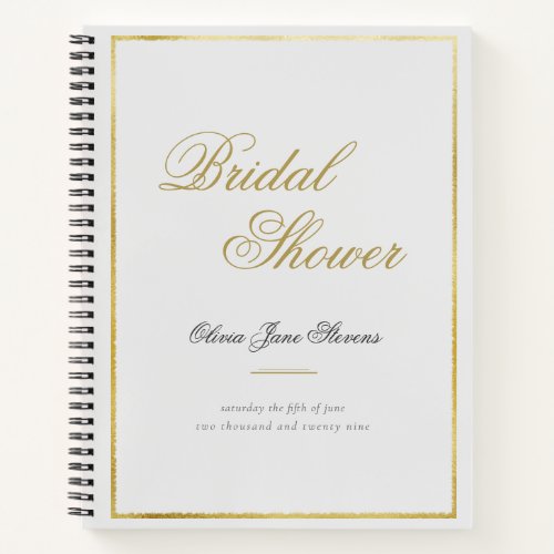 Modern Classic Gold Frame Bridal Shower Gift List Notebook