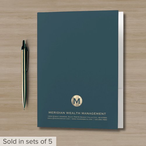 Modern Classic Gold Initial Logo Pocket Folder - Product | North Red Vine